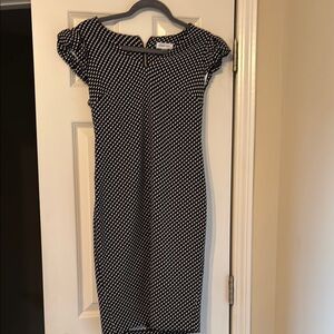 Form Fitting Black and White Polka Dot Dress